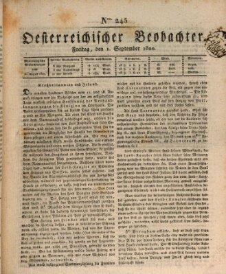 Der Oesterreichische Beobachter Freitag 1. September 1820