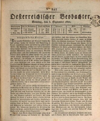 Der Oesterreichische Beobachter Sonntag 3. September 1820