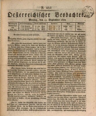 Der Oesterreichische Beobachter Montag 11. September 1820