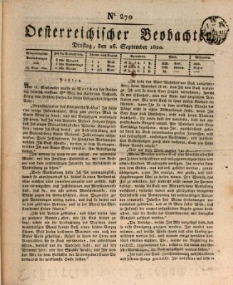 Der Oesterreichische Beobachter Dienstag 26. September 1820