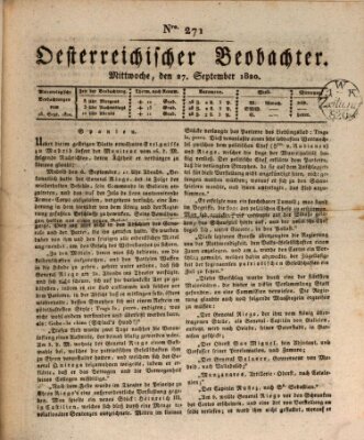 Der Oesterreichische Beobachter Mittwoch 27. September 1820