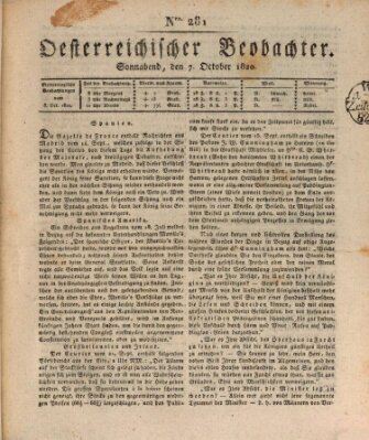 Der Oesterreichische Beobachter Samstag 7. Oktober 1820