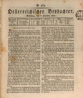 Der Oesterreichische Beobachter Sonntag 8. Oktober 1820