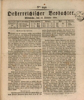 Der Oesterreichische Beobachter Mittwoch 18. Oktober 1820