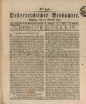 Der Oesterreichische Beobachter Sonntag 22. Oktober 1820