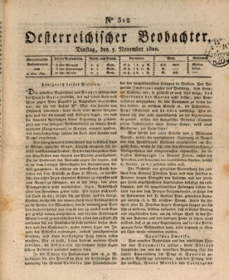 Der Oesterreichische Beobachter Dienstag 7. November 1820