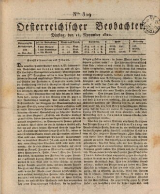 Der Oesterreichische Beobachter Dienstag 14. November 1820