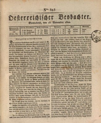 Der Oesterreichische Beobachter Samstag 18. November 1820