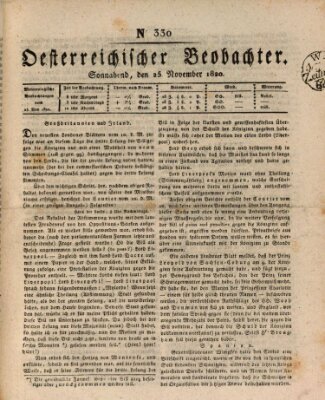 Der Oesterreichische Beobachter Samstag 25. November 1820