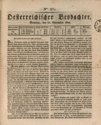 Der Oesterreichische Beobachter Sonntag 26. November 1820