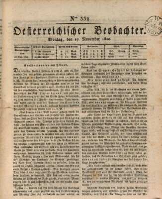 Der Oesterreichische Beobachter Montag 27. November 1820