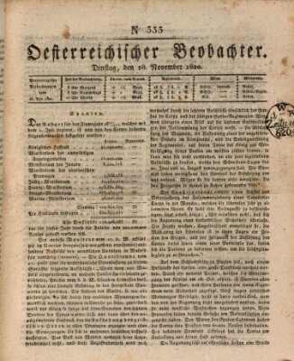 Der Oesterreichische Beobachter Dienstag 28. November 1820