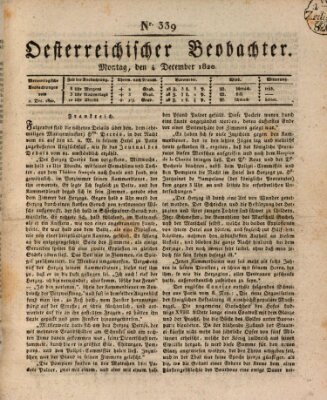 Der Oesterreichische Beobachter Montag 4. Dezember 1820