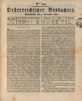 Der Oesterreichische Beobachter Samstag 9. Dezember 1820