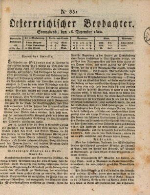 Der Oesterreichische Beobachter Samstag 16. Dezember 1820