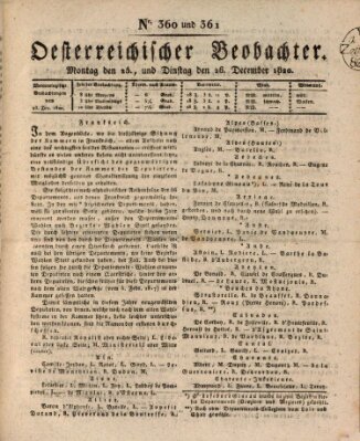 Der Oesterreichische Beobachter Montag 25. Dezember 1820