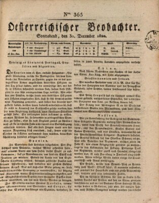 Der Oesterreichische Beobachter Samstag 30. Dezember 1820