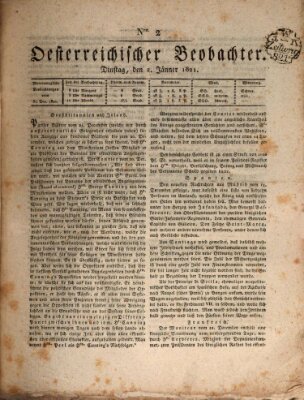 Der Oesterreichische Beobachter Dienstag 2. Januar 1821