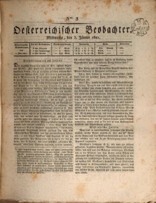 Der Oesterreichische Beobachter Mittwoch 3. Januar 1821