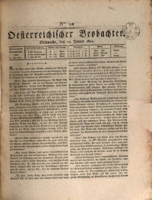 Der Oesterreichische Beobachter Mittwoch 10. Januar 1821