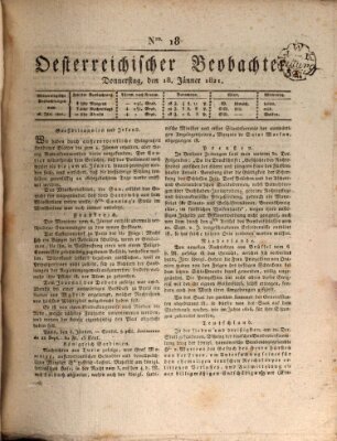 Der Oesterreichische Beobachter Donnerstag 18. Januar 1821