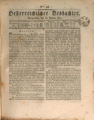 Der Oesterreichische Beobachter Donnerstag 25. Januar 1821