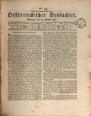 Der Oesterreichische Beobachter Montag 29. Januar 1821