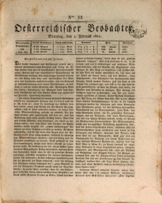 Der Oesterreichische Beobachter Sonntag 4. Februar 1821