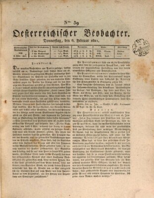 Der Oesterreichische Beobachter Donnerstag 8. Februar 1821