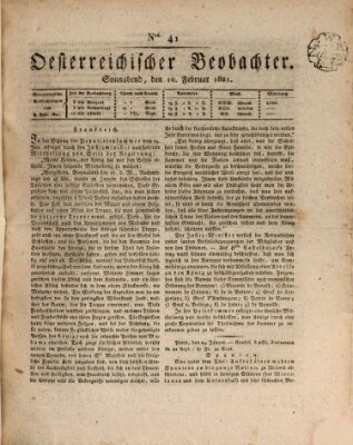 Der Oesterreichische Beobachter Samstag 10. Februar 1821