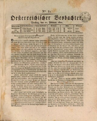 Der Oesterreichische Beobachter Dienstag 20. Februar 1821