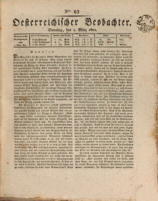 Der Oesterreichische Beobachter Sonntag 4. März 1821