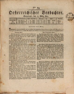 Der Oesterreichische Beobachter Samstag 10. März 1821