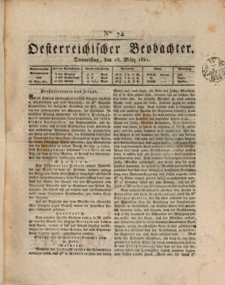 Der Oesterreichische Beobachter Donnerstag 15. März 1821