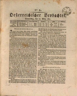 Der Oesterreichische Beobachter Donnerstag 22. März 1821