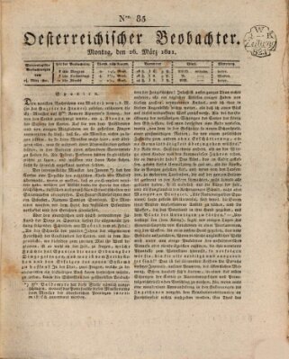 Der Oesterreichische Beobachter Montag 26. März 1821