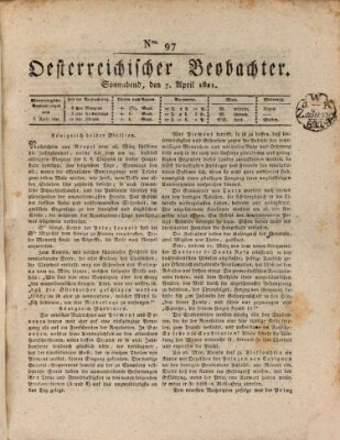 Der Oesterreichische Beobachter Samstag 7. April 1821