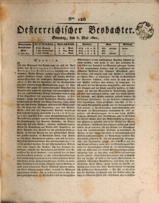 Der Oesterreichische Beobachter Sonntag 6. Mai 1821