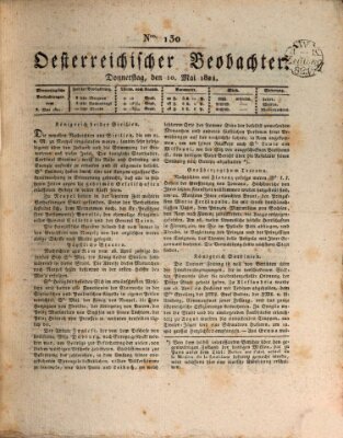 Der Oesterreichische Beobachter Donnerstag 10. Mai 1821