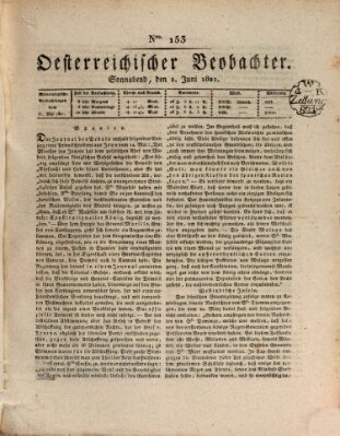 Der Oesterreichische Beobachter Samstag 2. Juni 1821