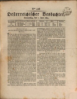 Der Oesterreichische Beobachter Donnerstag 7. Juni 1821