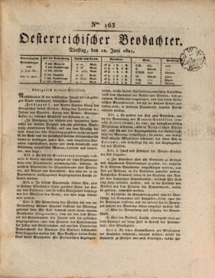 Der Oesterreichische Beobachter Dienstag 12. Juni 1821