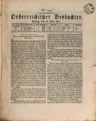 Der Oesterreichische Beobachter Dienstag 26. Juni 1821