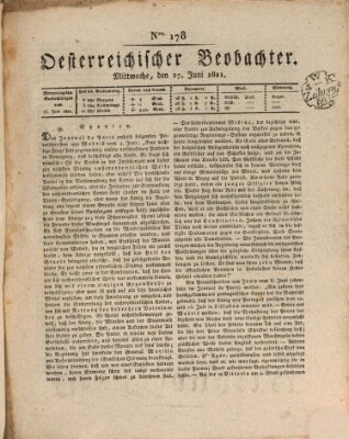 Der Oesterreichische Beobachter Mittwoch 27. Juni 1821