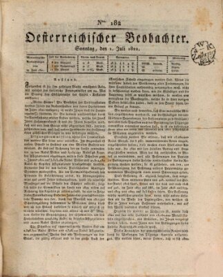 Der Oesterreichische Beobachter Sonntag 1. Juli 1821