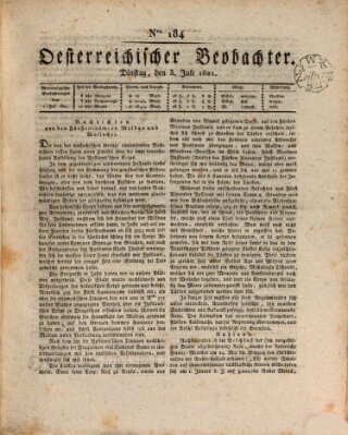 Der Oesterreichische Beobachter Dienstag 3. Juli 1821