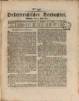 Der Oesterreichische Beobachter Montag 9. Juli 1821