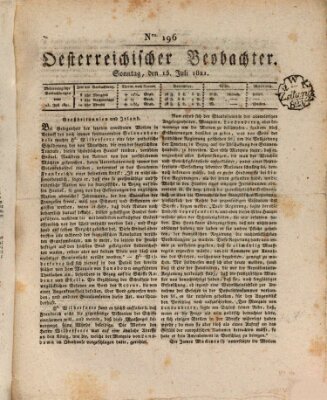 Der Oesterreichische Beobachter Sonntag 15. Juli 1821