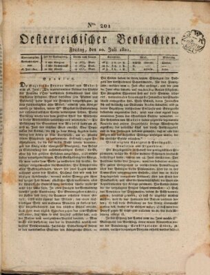 Der Oesterreichische Beobachter Freitag 20. Juli 1821