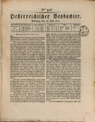 Der Oesterreichische Beobachter Sonntag 22. Juli 1821